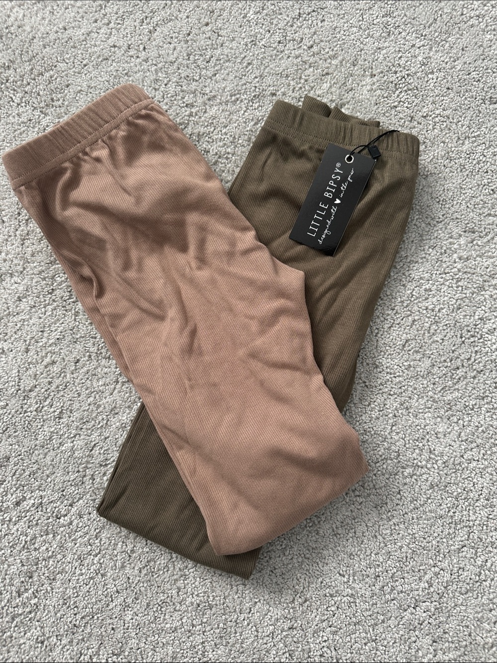 Little Bipsy Kid’s Ribbed Leggings- Brown & Tan
